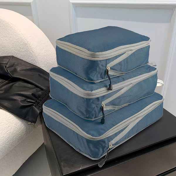 3Pcs Compressible Travel Storage Bag Suitcase Packing Cubes Packing Organisers