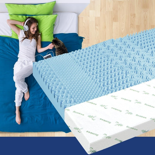 Memory Foam Mattress Topper 7 Zone Gel Bamboo Cover 5Cm Mattress Toppers & Protectors