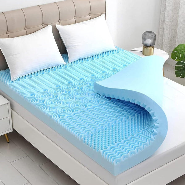 Memory Foam Mattress Topper 7 Zone Gel Bamboo Cover 5Cm Mattress Toppers & Protectors
