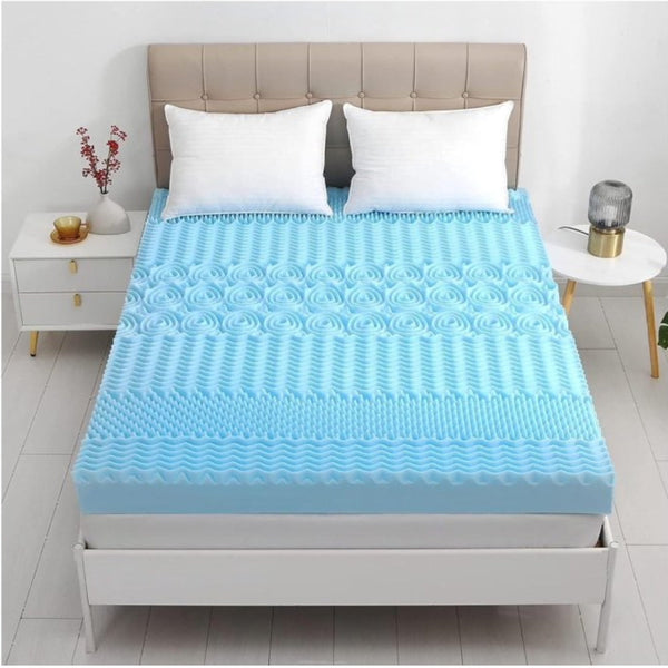 Memory Foam Mattress Topper 7 Zone Gel Bamboo Cover 5Cm Mattress Toppers & Protectors