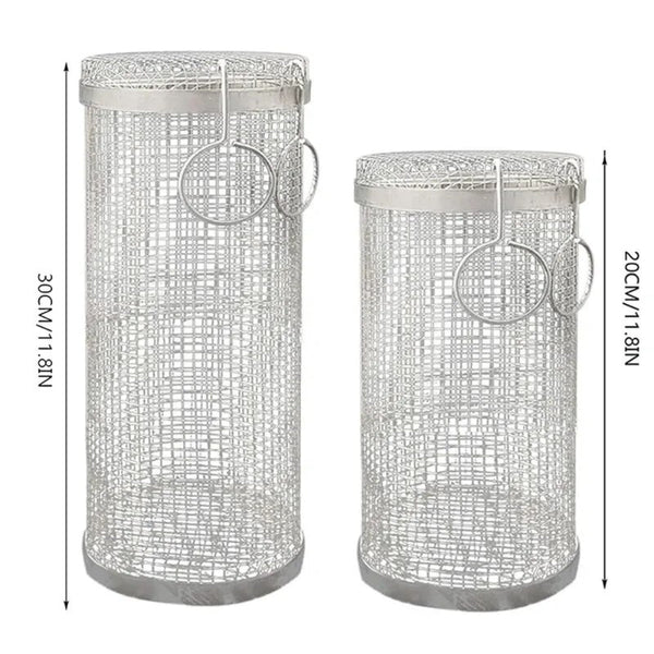 Wire Mesh Cylinder Grill Basket Portable Round Outdoor Camping Barbecue Rack Barbecues Grills & Smokers