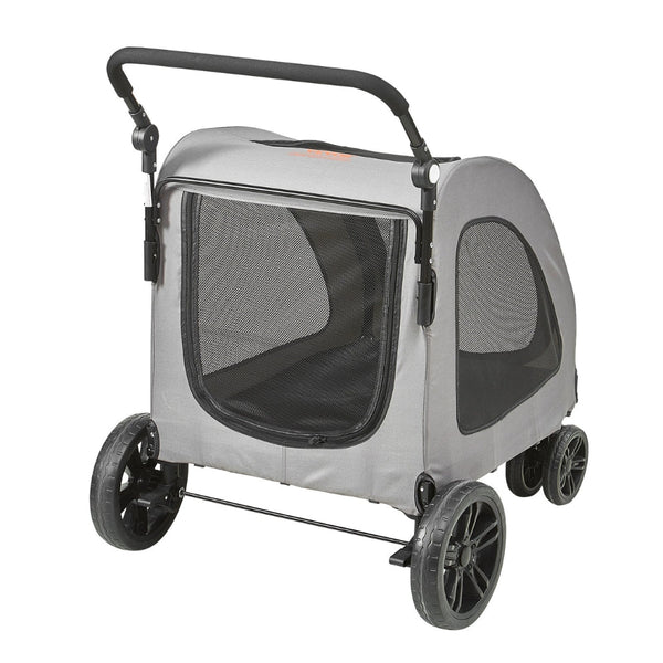 Premium Dog Stroller With 160Lbs Capacity 4 Wheels Height Adjustable And Brakes Dog Strollers