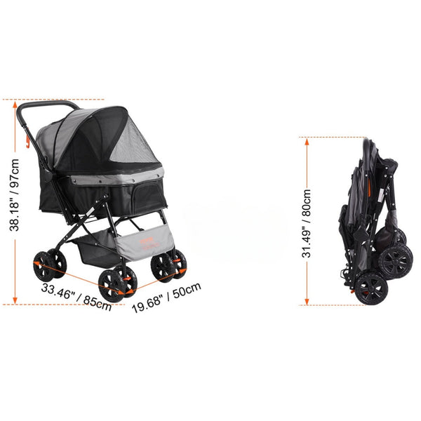 4 Wheel Pet Stroller For Dogs And Cats Perfect Travel Exercise Everyday Use Dog Strollers