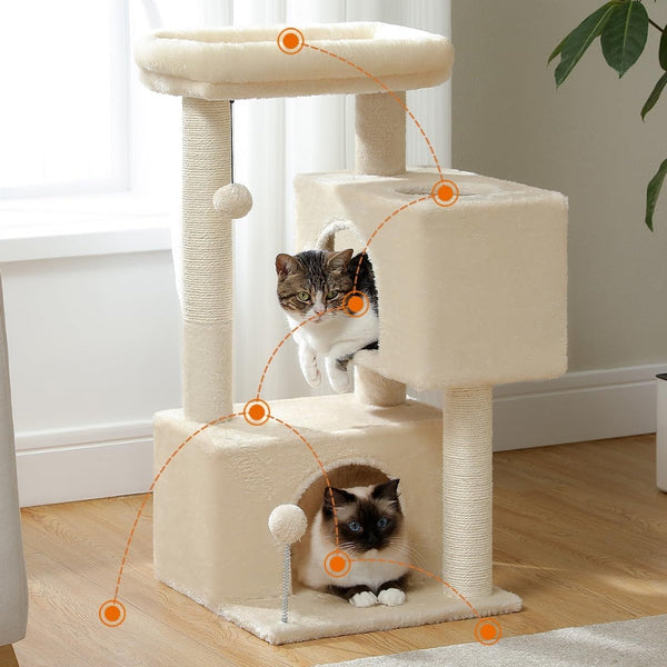 Cat Tower With Double Condo For Kittens Indoor Large Top Perch Furniture & Scratchers