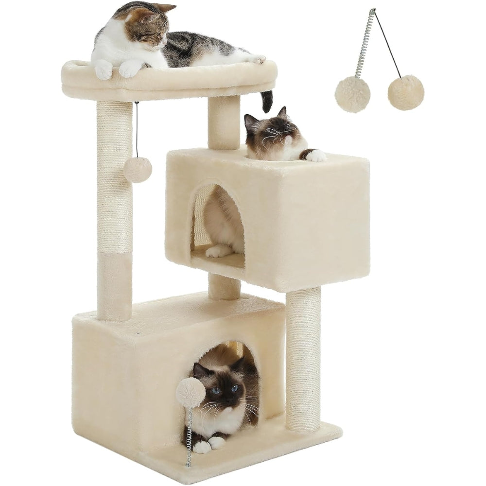 Cat Tower With Double Condo For Kittens Indoor Large Top Perch Furniture & Scratchers