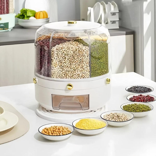 Moisture Proof 360 Rotating Rice Dispenser Food Storage Containers