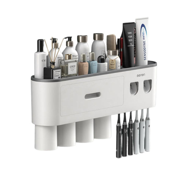 Smart Magnetic Inverted Toothbrush Holder With Automatic Toothpaste Squeezer Tumblers & Toothbrush Holders