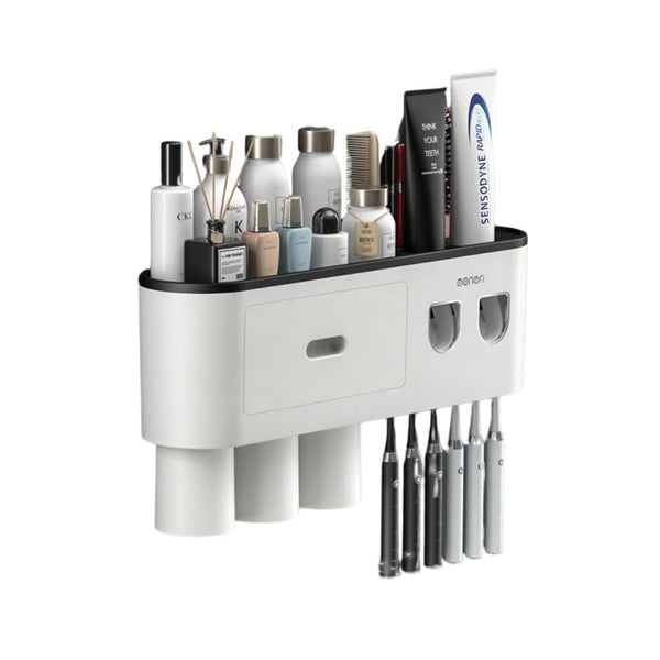 Smart Magnetic Inverted Toothbrush Holder With Automatic Toothpaste Squeezer Tumblers & Toothbrush Holders