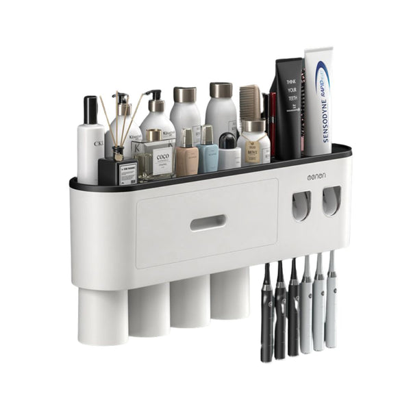 Smart Magnetic Inverted Toothbrush Holder With Automatic Toothpaste Squeezer Tumblers & Toothbrush Holders