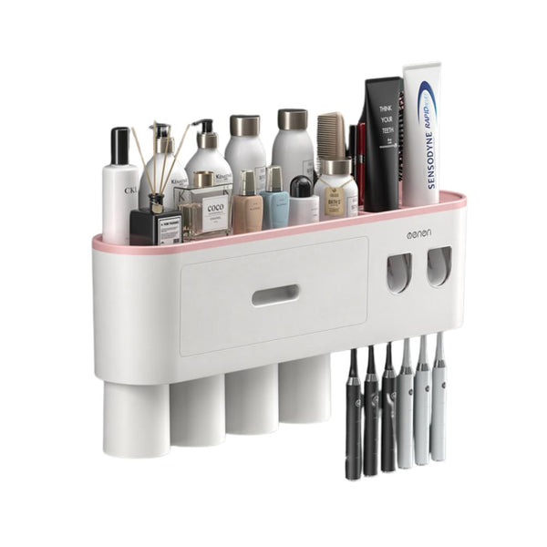 Smart Magnetic Inverted Toothbrush Holder With Automatic Toothpaste Squeezer Tumblers & Toothbrush Holders