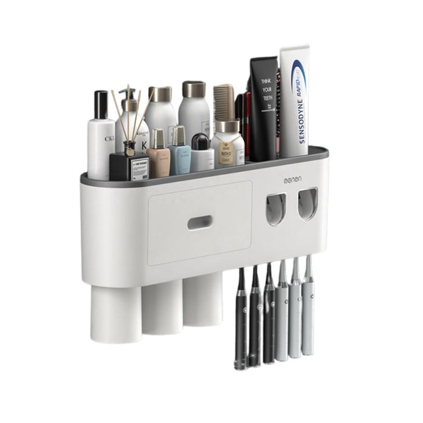 Smart Magnetic Inverted Toothbrush Holder With Automatic Toothpaste Squeezer Tumblers & Toothbrush Holders