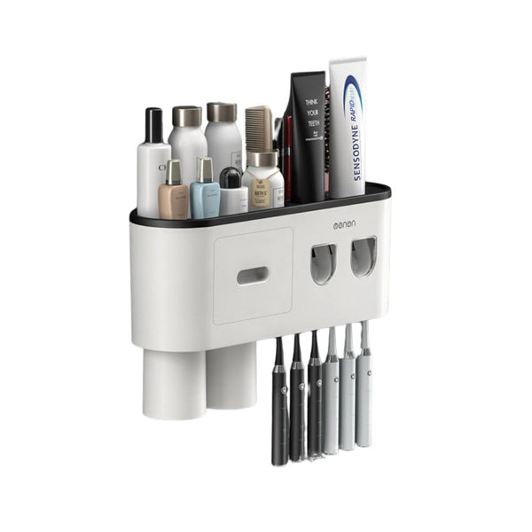 Smart Magnetic Inverted Toothbrush Holder With Automatic Toothpaste Squeezer Tumblers & Toothbrush Holders