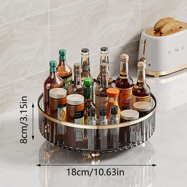 1Pc Round Plastic Clear Rotating Container Bins For Cabinet Pantry Kitchen Countertop Refrigerator Food Storage Containers