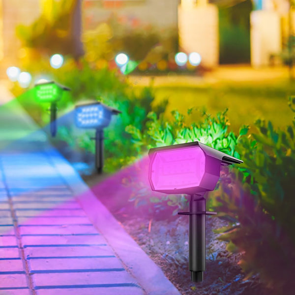 20Led Colorful Solar Landscape Spotlights Wireless Waterproof Landscape & Walkway Lights