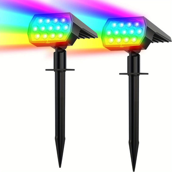 20Led Colorful Solar Landscape Spotlights Wireless Waterproof Landscape & Walkway Lights