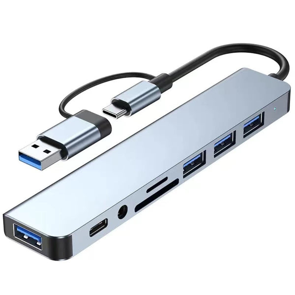 8 In 2 Usb Hub With Splitter Card Reader Port Docking Station Usb Cables Hubs & Adapters