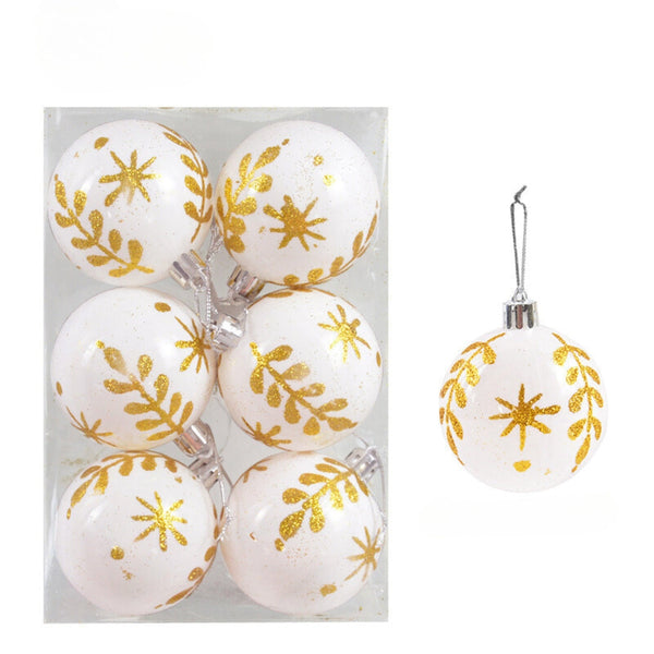 6Pcs Transparent Snow Christmas Balls Pendants For Tree Decoration Seasonal Decorations