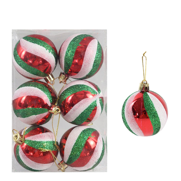 6Pcs Transparent Snow Christmas Balls Pendants For Tree Decoration Seasonal Decorations