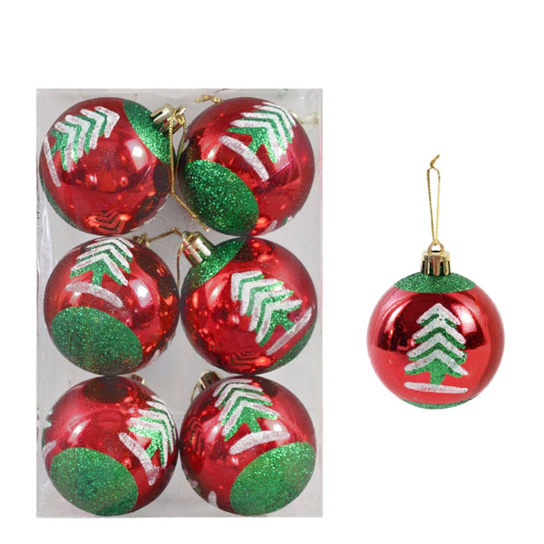 6Pcs Transparent Snow Christmas Balls Pendants For Tree Decoration Seasonal Decorations
