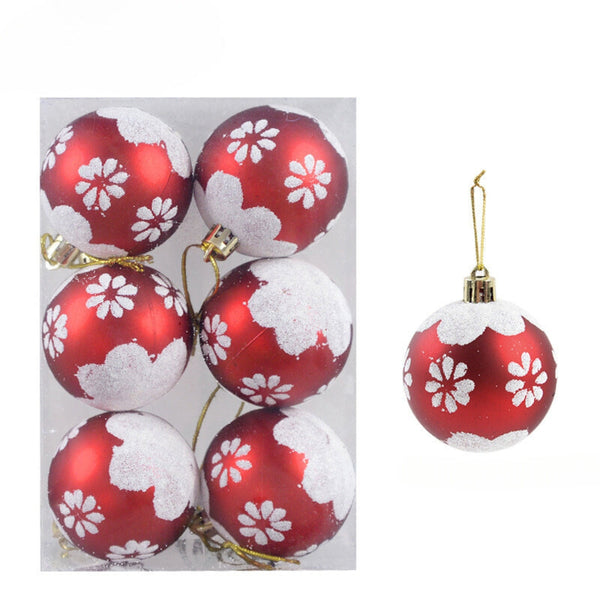 6Pcs Transparent Snow Christmas Balls Pendants For Tree Decoration Seasonal Decorations