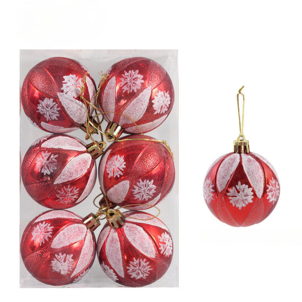 6Pcs Transparent Snow Christmas Balls Pendants For Tree Decoration Seasonal Decorations