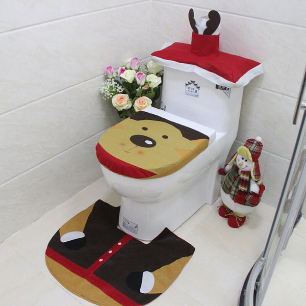 Christmas Toilet Seat Covers Creative Santa Claus Bathroom Mat Seasonal Decorations