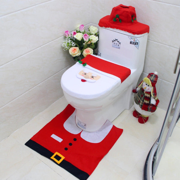 Christmas Toilet Seat Covers Creative Santa Claus Bathroom Mat Seasonal Decorations