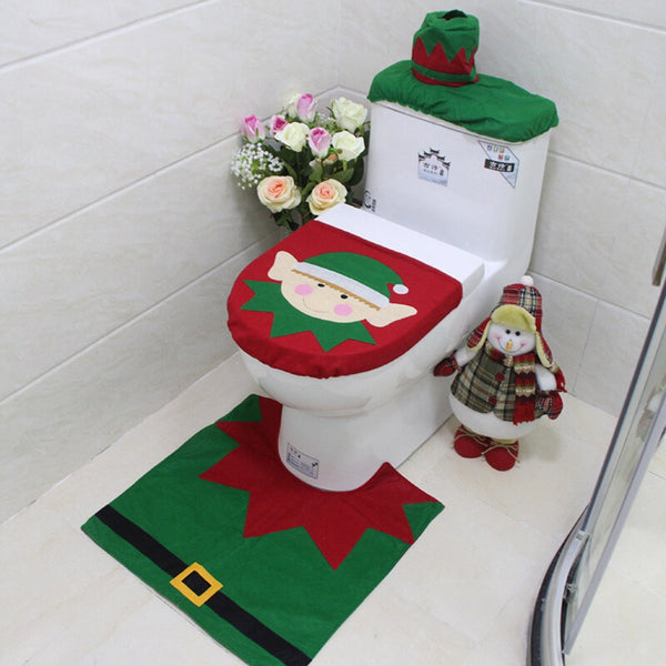 Christmas Toilet Seat Covers Creative Santa Claus Bathroom Mat Seasonal Decorations