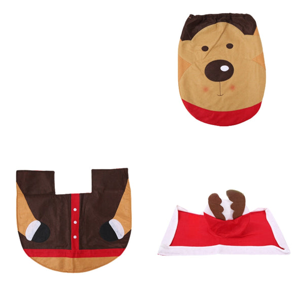 Christmas Toilet Seat Covers Creative Santa Claus Bathroom Mat Seasonal Decorations
