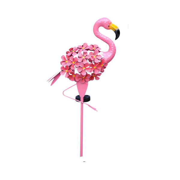 Garden Solar Lights Outdoor Powered Flamingo Stake Metal Decorative Weatherproof Pink Decorative Lighting