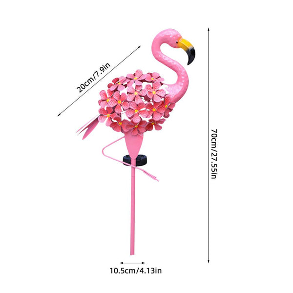 Garden Solar Lights Outdoor Powered Flamingo Stake Metal Decorative Weatherproof Pink Decorative Lighting