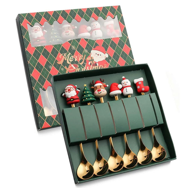 6Pcs Festive Stainless Steel Fork And Spoon Set Cutlery Sets