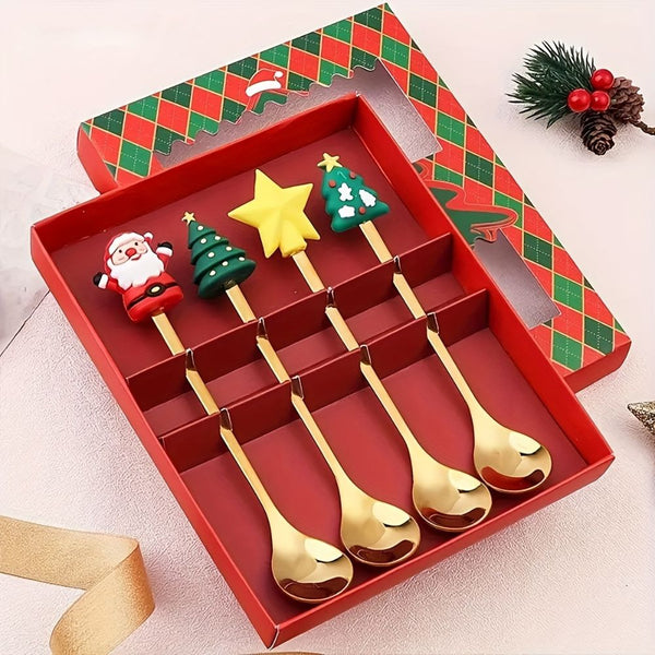 6Pcs Festive Stainless Steel Fork And Spoon Set Cutlery Sets