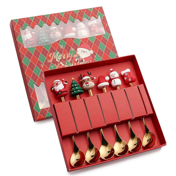 6Pcs Festive Stainless Steel Fork And Spoon Set Cutlery Sets