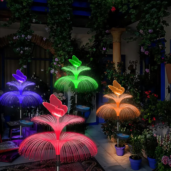 Solar Jellyfish And Butterfly Lights Waterproof Outdoor Lawn Decor Seasonal Decorations