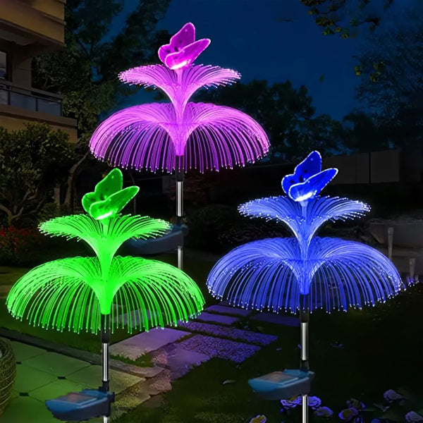 Solar Jellyfish And Butterfly Lights Waterproof Outdoor Lawn Decor Seasonal Decorations