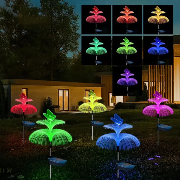 Solar Jellyfish And Butterfly Lights Waterproof Outdoor Lawn Decor Seasonal Decorations