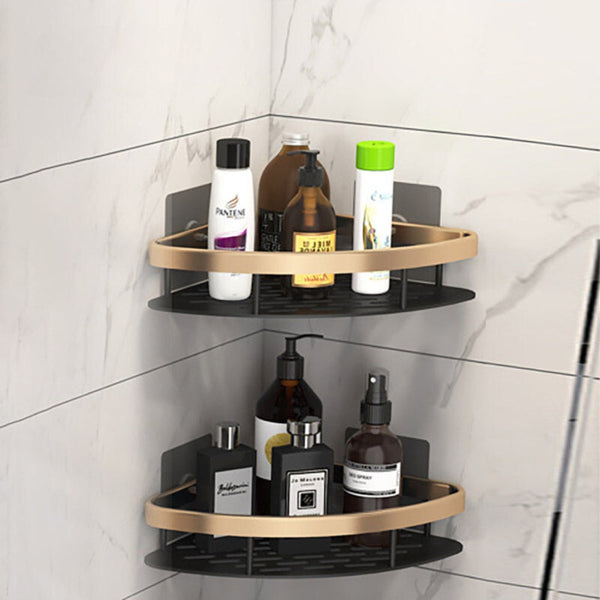 Non Perforated Bathroom Shelf Floating For Wall Shelves Shower Corner Bath Caddies & Trays