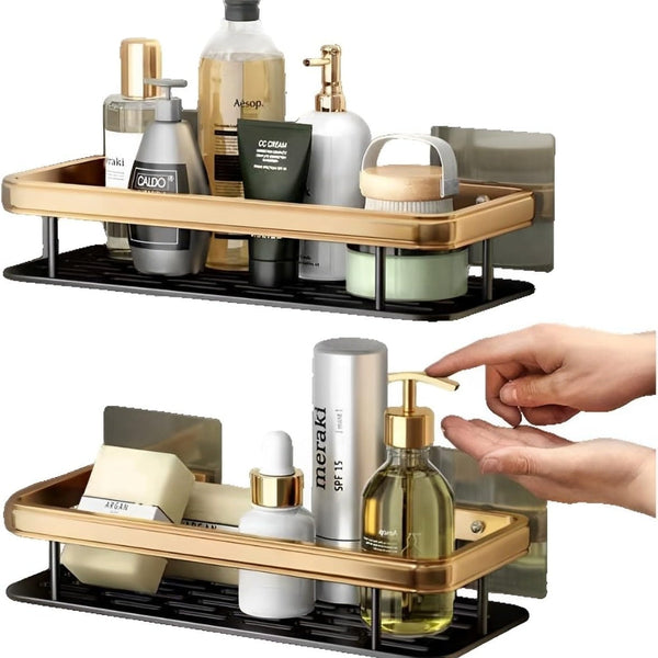 Non Perforated Bathroom Shelf Floating For Wall Shelves Shower Corner Bath Caddies & Trays