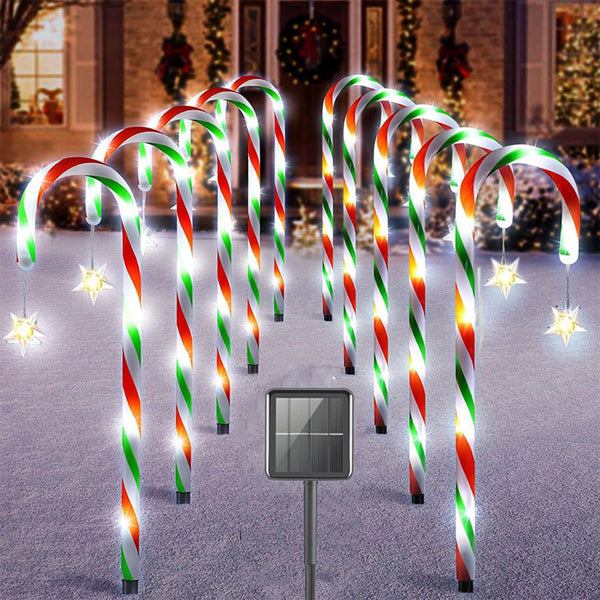 5Pcs Solar Candy Cane Lights Festive Christmas Decor For Gardens Lawns And Landscapes Seasonal Decorations