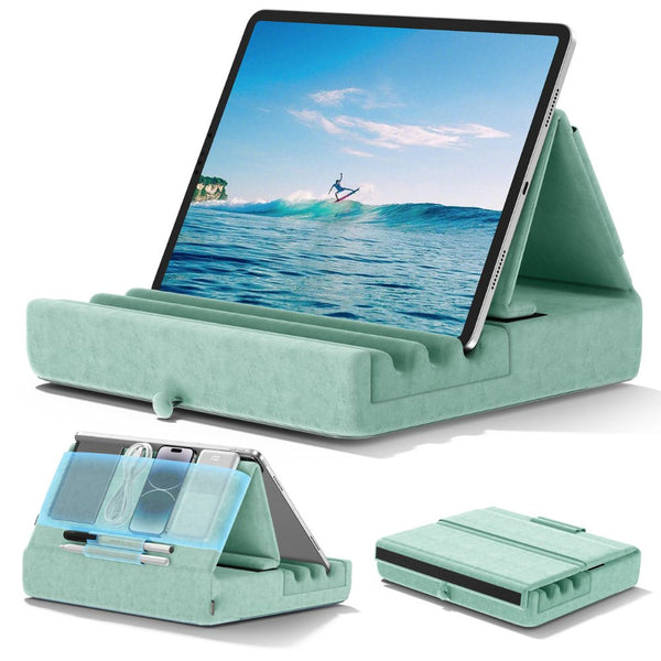 Tablet Pillow Stand Foldable Holder For Ipad Pro With Soft Pad Pocket And Stylus Mount Mounts Stands & Holders