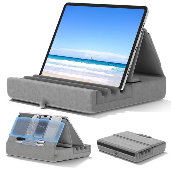 Tablet Pillow Stand Foldable Holder For Ipad Pro With Soft Pad Pocket And Stylus Mount Mounts Stands & Holders