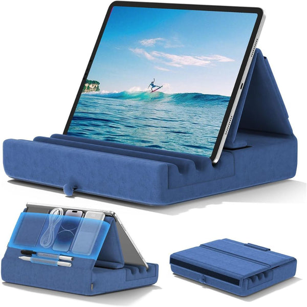 Tablet Pillow Stand Foldable Holder For Ipad Pro With Soft Pad Pocket And Stylus Mount Mounts Stands & Holders