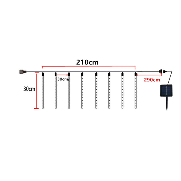 Solar Led Meteor Shower Rain Lights Holiday String Waterproof Garden Seasonal Decorations