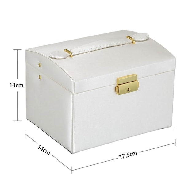 Veile Studios Multi Functional Three Layer Leather Drawer Style Jewelry Box Earrings Lock Jewellery Boxes