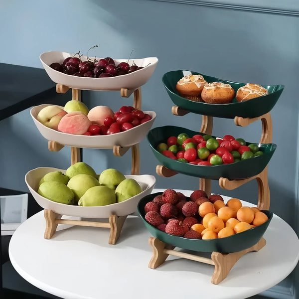 Modern Fruit Basket 2/3 Layer Plastic Snack Dish For Home Living Room Trays