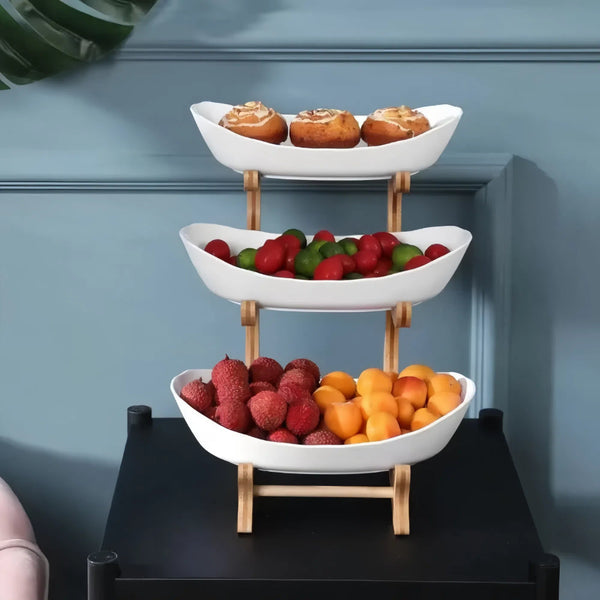 Modern Fruit Basket 2/3 Layer Plastic Snack Dish For Home Living Room Trays