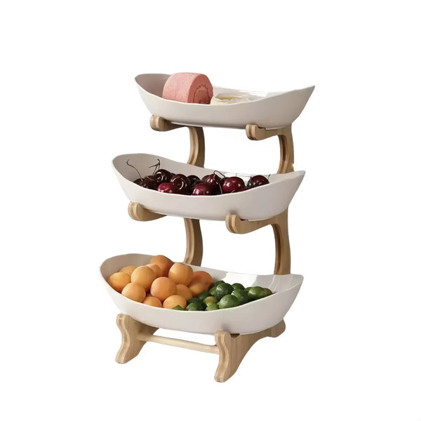 Modern Fruit Basket 2/3 Layer Plastic Snack Dish For Home Living Room Trays