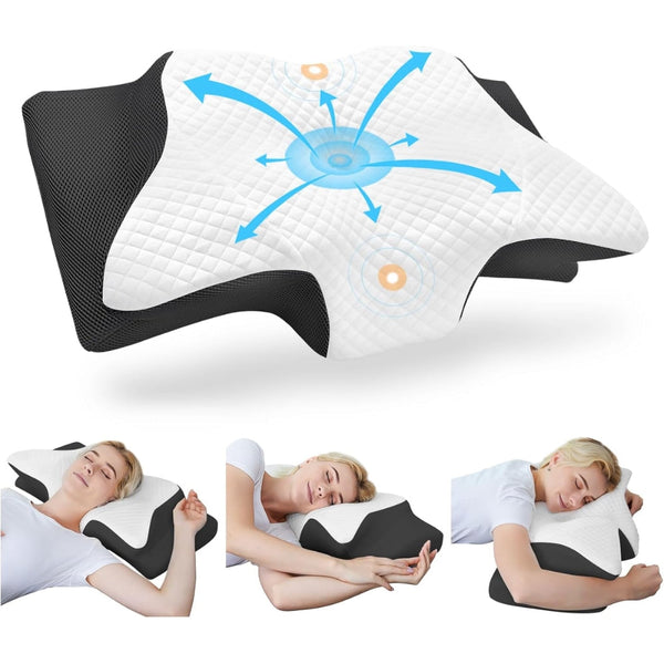 Memory Foam Cervical Pillow 2 In 1 Ergonomic Contour Orthopedic For Neck Pain Seat & Posture Cushions