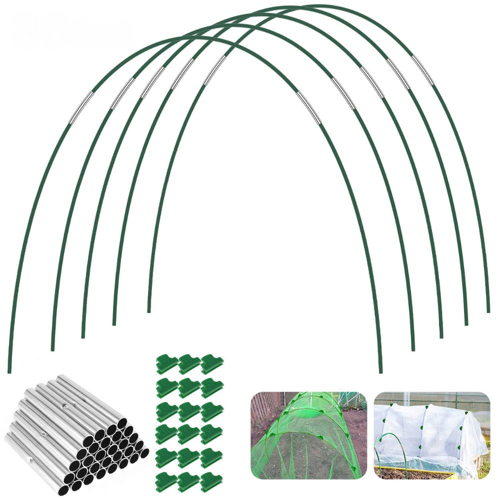 15/36Pcs Greenhouse Hoops Kit With Clips Durable Fiberglass Frame Greenhouses
